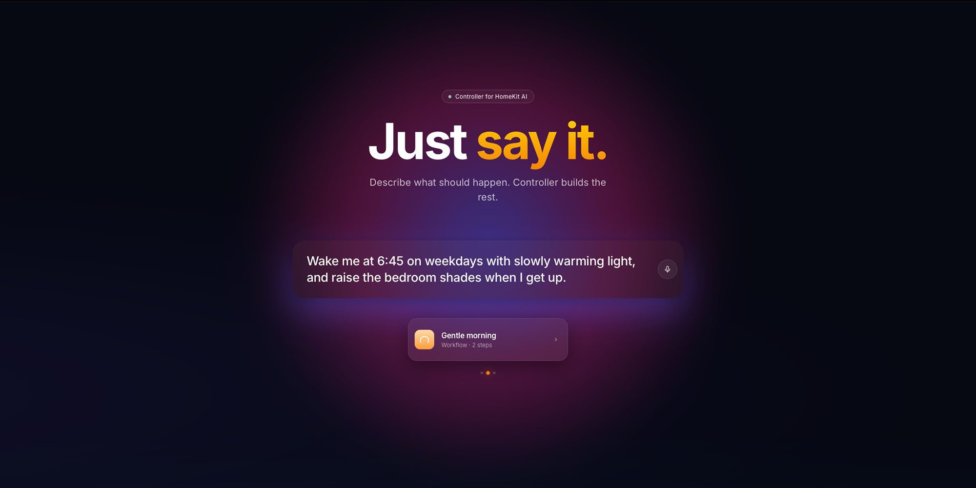 Controller for HomeKit app adds AI feature: 'Just say it' | Promotional graphic shown