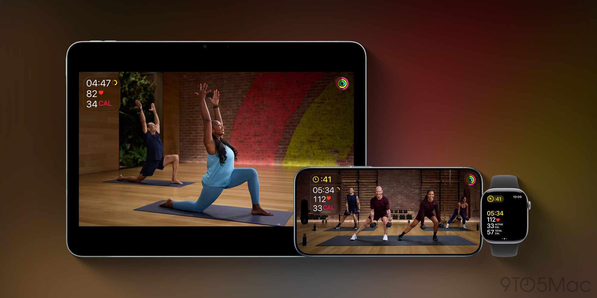 Apple Fitness could be getting live sessions, but probably not | Recorded session seen on iPad and iPhone with metrics shown on an Apple Watch